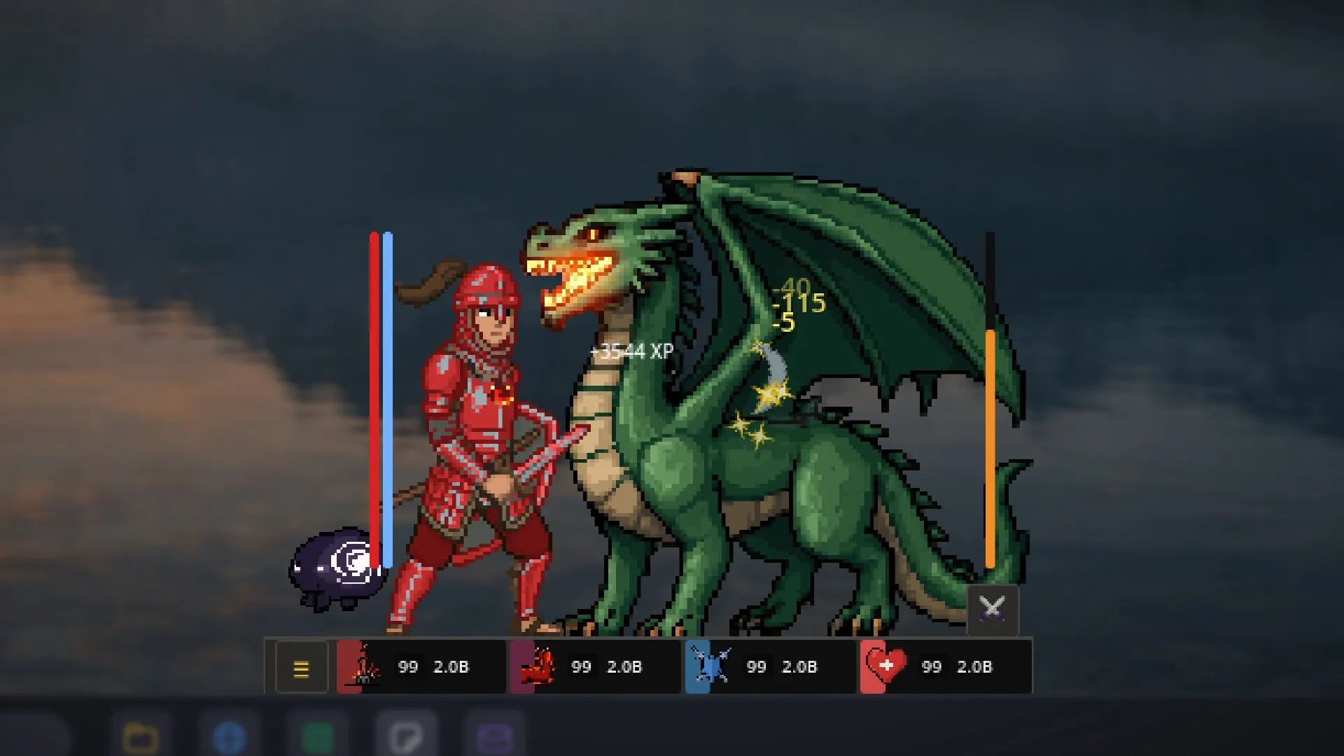 Ranged in red dragonhide against a Green Dragon