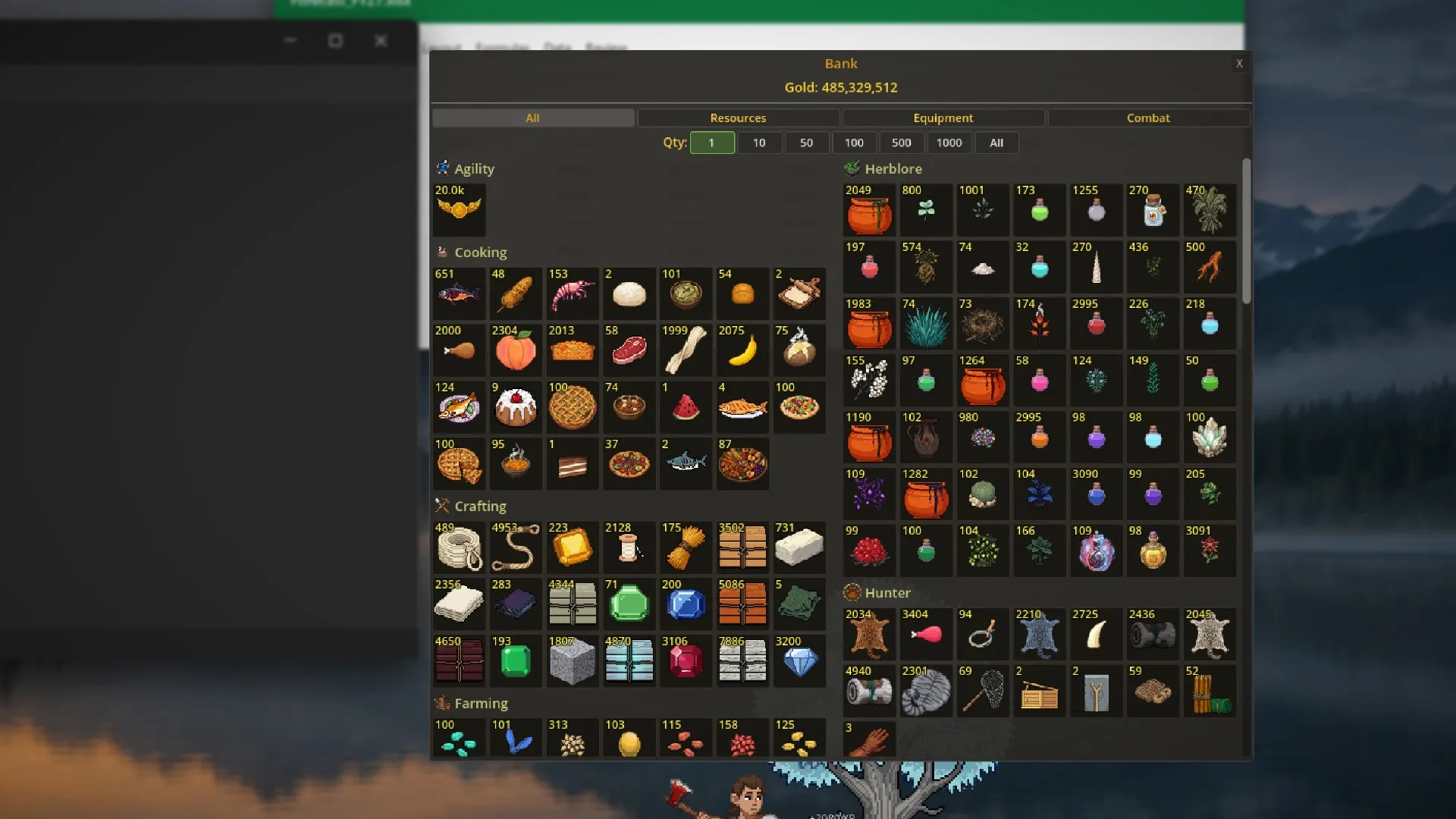 The bank, sorted by skill