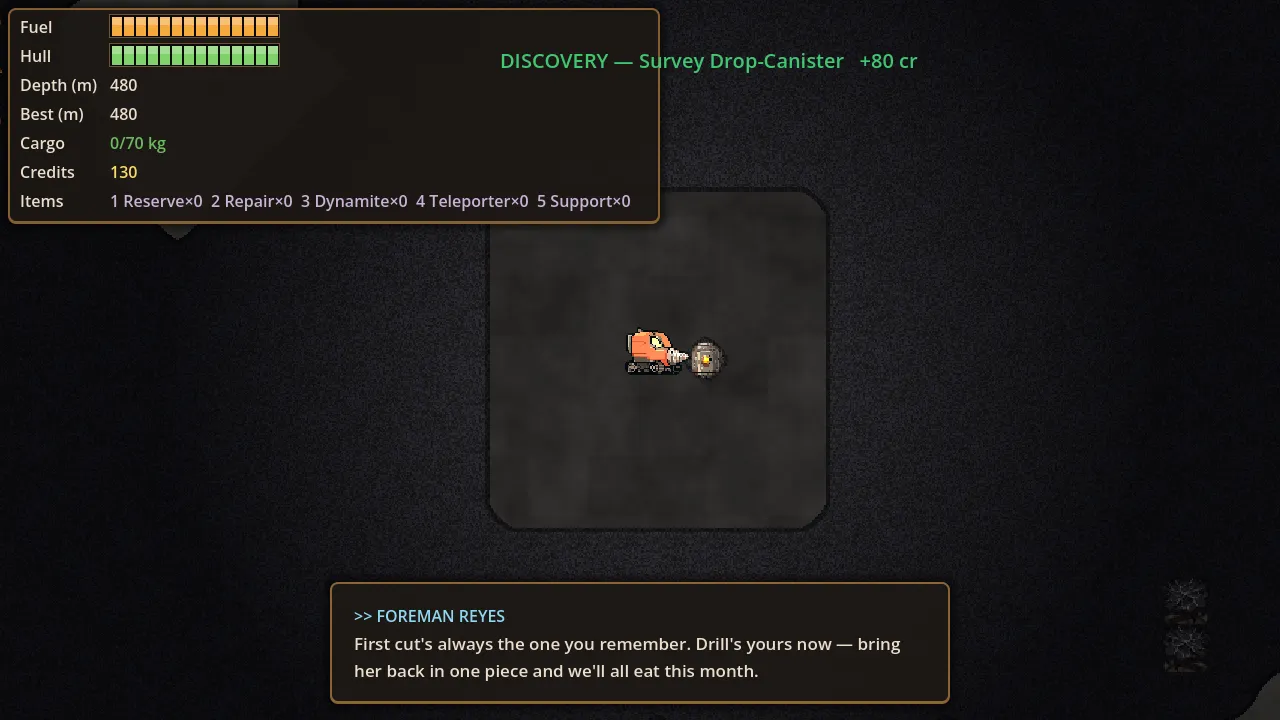 The pod recovering a survey drop-canister deep in a cavern