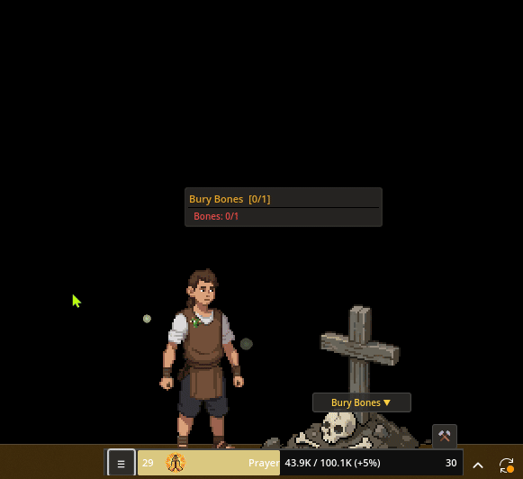 Out of bones, so switch to combat and go kill for more